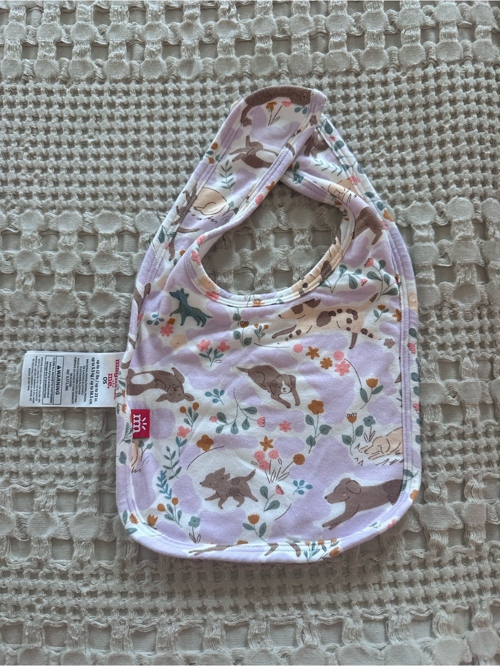 Magnetic Me Baby Bib with Puppy & Floral Pattern